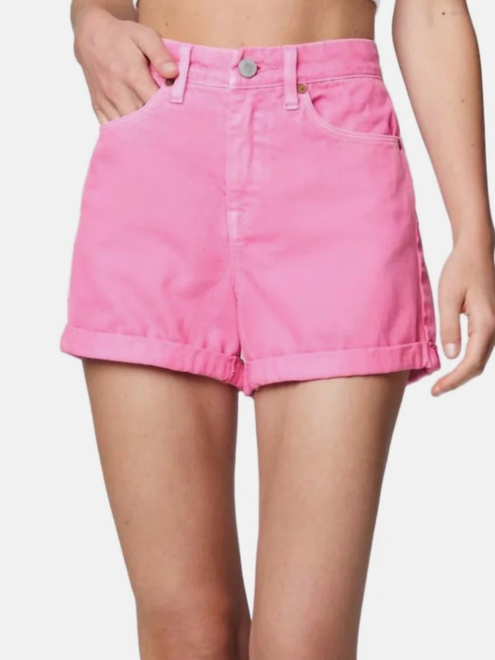 Blank NYC Bright Pink High-Rise Denim Shorts